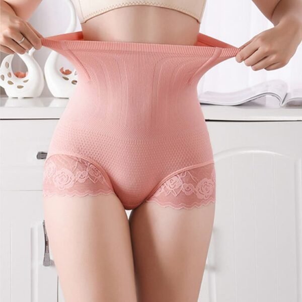 Women's High Waisted High Elasticity Lace Trim Tummy Control Panty