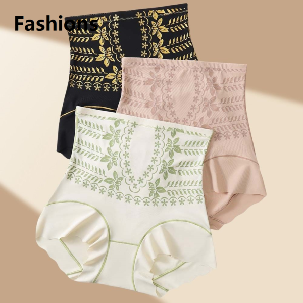 Women's High Waisted Seamless Tummy Control Panty (Floral Pattern)